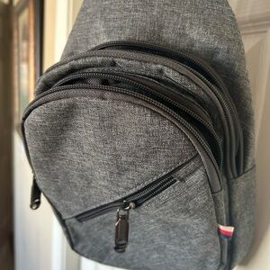 Grey Men's Sling Bag - Casual Crossbody Backpack